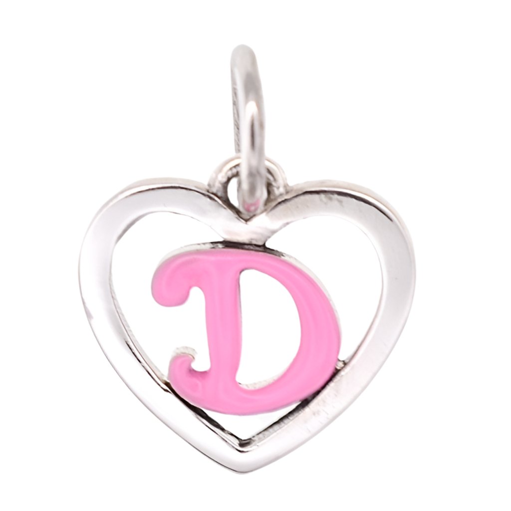 CP93085 Hot Pink Letter D Mini Heart Charm - Selah925.com