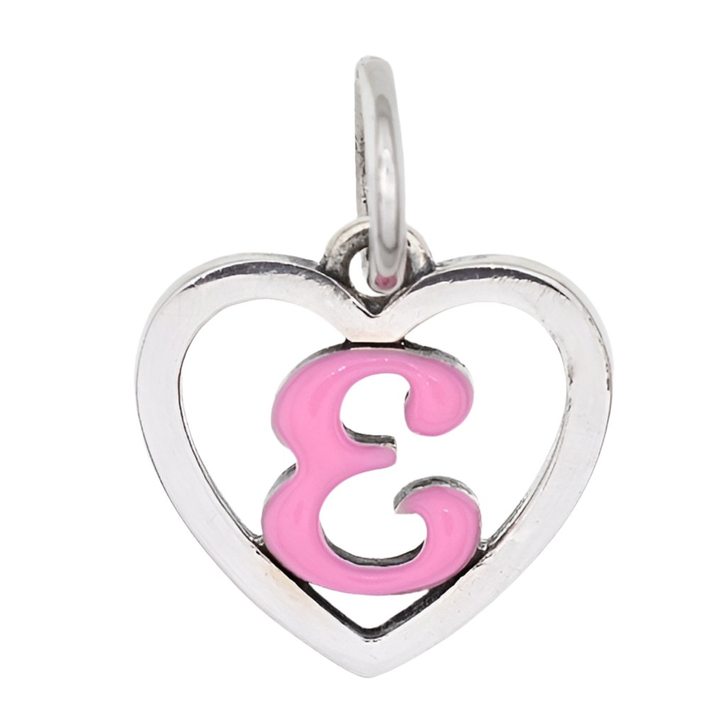 CP93085 Hot Pink Letter E Mini Heart Charm - Selah925.com