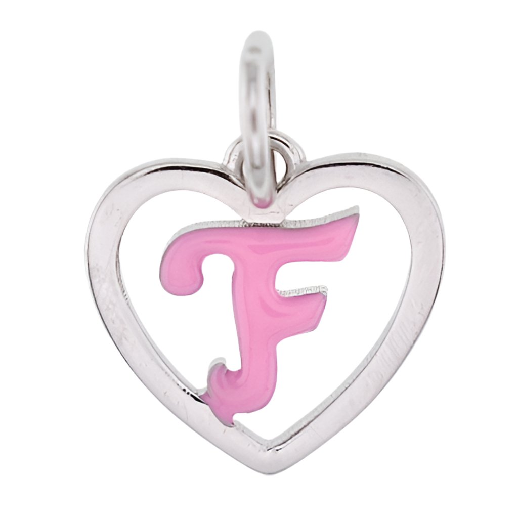 CP93085 Hot Pink Letter F Mini Heart Charm - Selah925.com