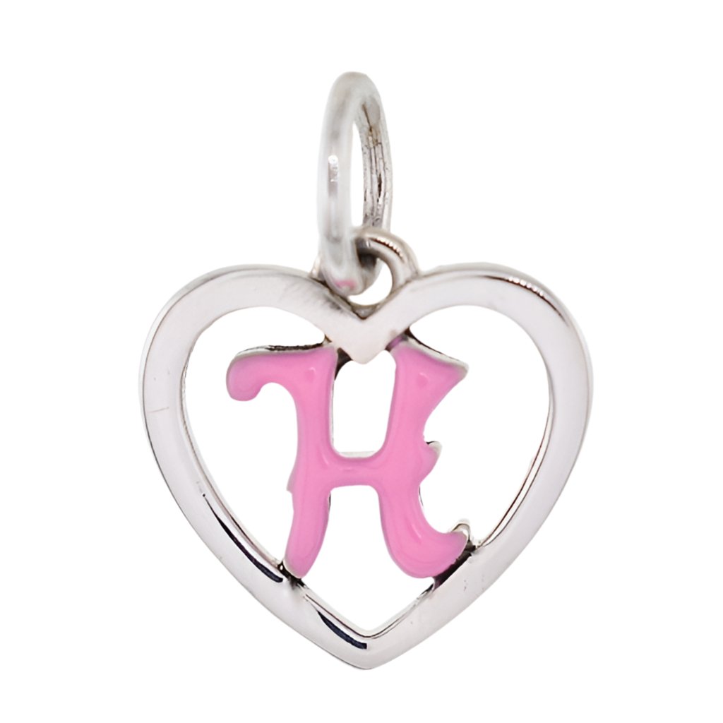 CP93085 Hot Pink Letter H Mini Heart Charm - Selah925.com