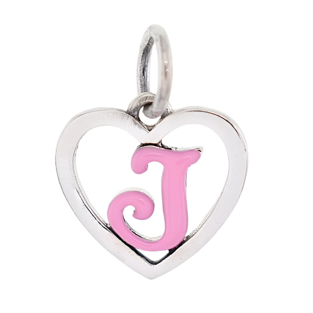 CP93085 Hot Pink Letter J Mini Heart Charm - Selah925.com