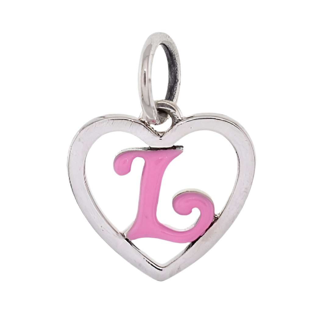 CP93085 Hot Pink Letter L Mini Heart Charm - Selah925.com