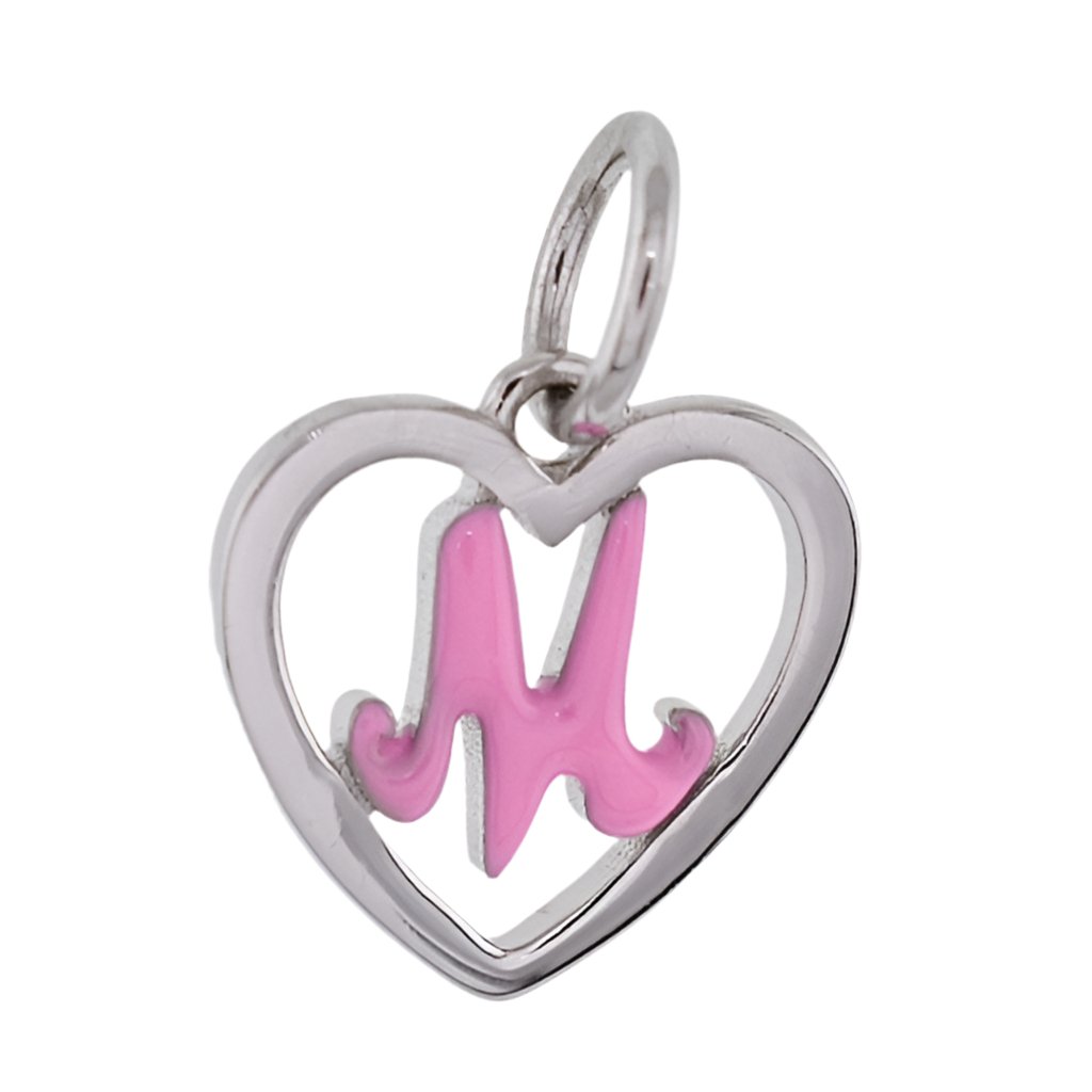 CP93085 Hot Pink Letter M Mini Heart Charm - Selah925.com