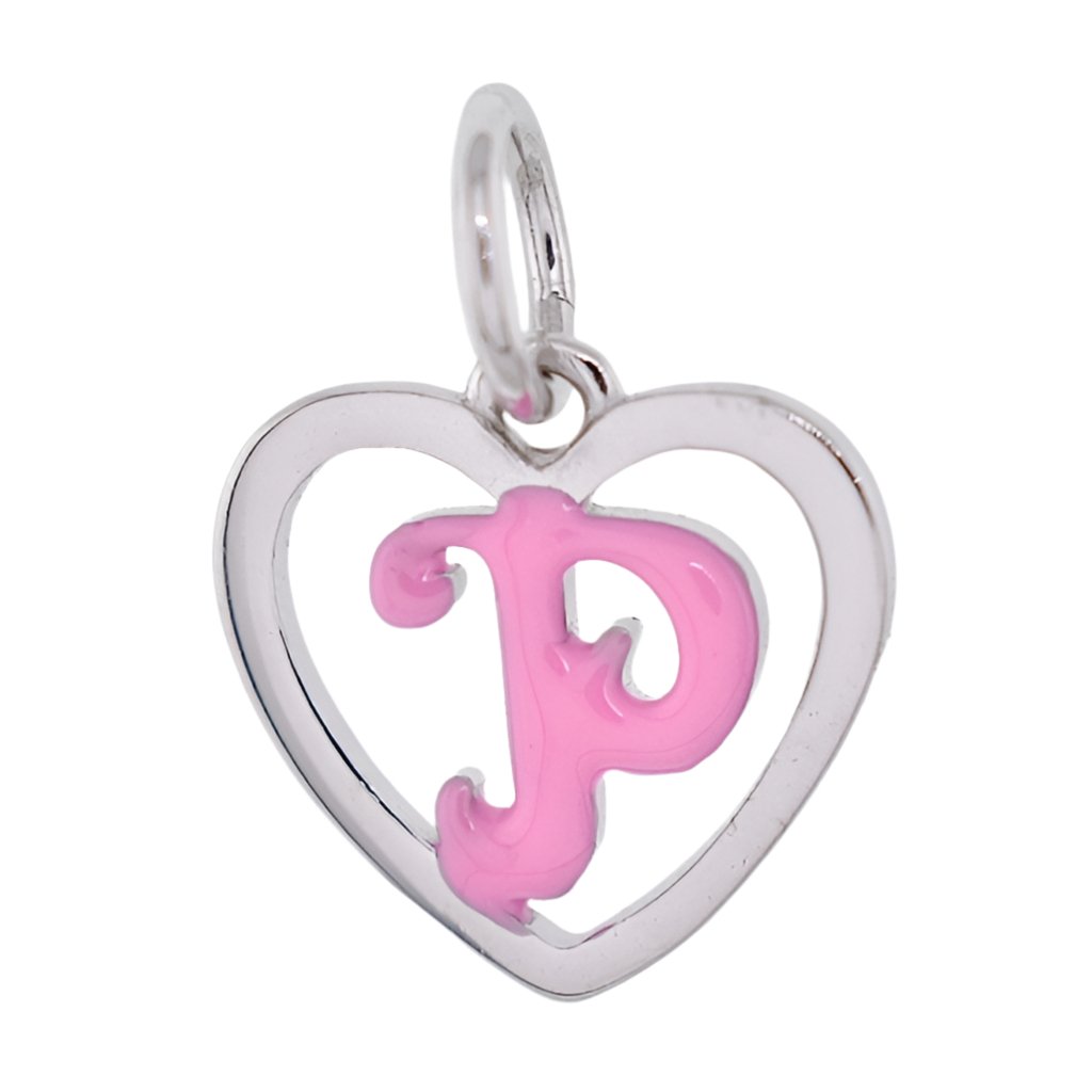 CP93085 Hot Pink Letter P Mini Heart Charm - Selah925.com