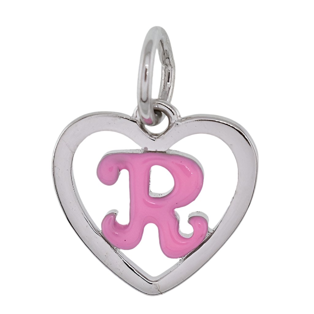 CP93085 Hot Pink Letter R Mini Heart Charm - Selah925.com