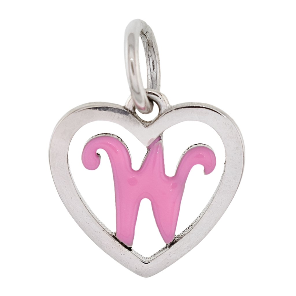 CP93085 Hot Pink Letter W Mini Heart Charm - Selah925.com