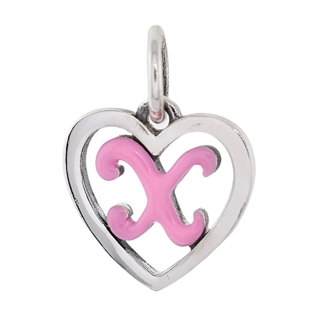 CP93085 Hot Pink Letter X Mini Heart Charm - Selah925.com