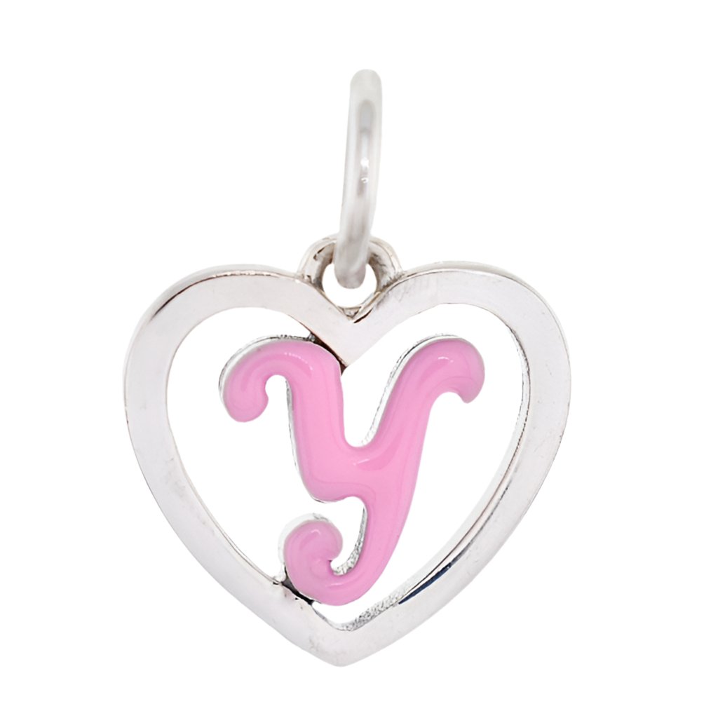 CP93085 Hot Pink Letter Y Mini Heart Charm - Selah925.com