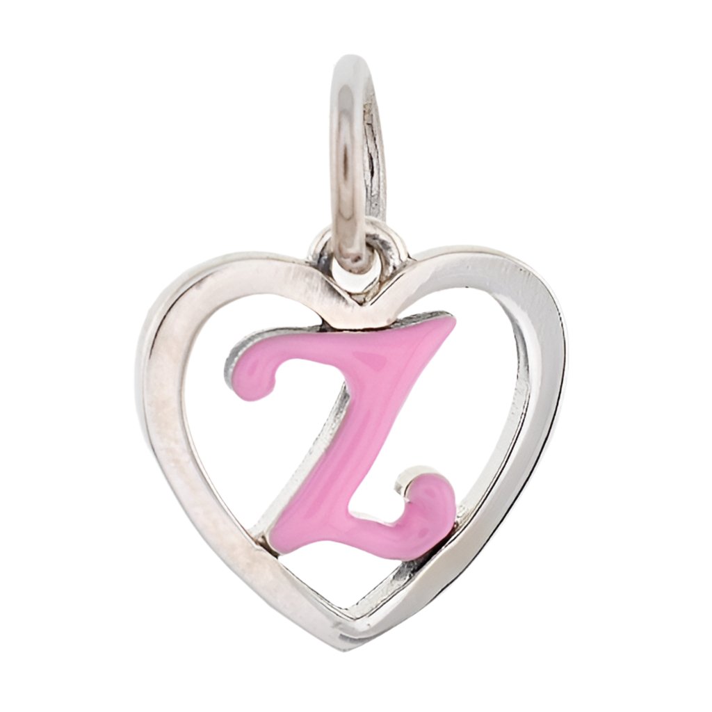 CP93085 Hot Pink Letter Z Mini Heart Charm - Selah925.com