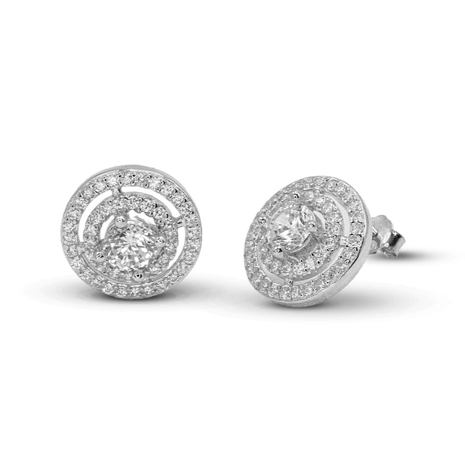 E2015 Round CZ Stud Earrings - Selah925.com