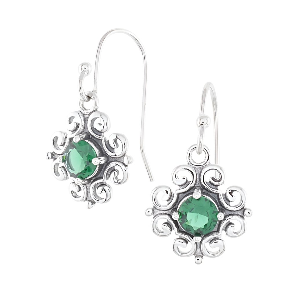 E2019 Green Gemstone Earrings - Selah925.com