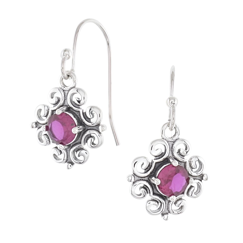 E2019 Red Gemstone Earrings - Selah925.com