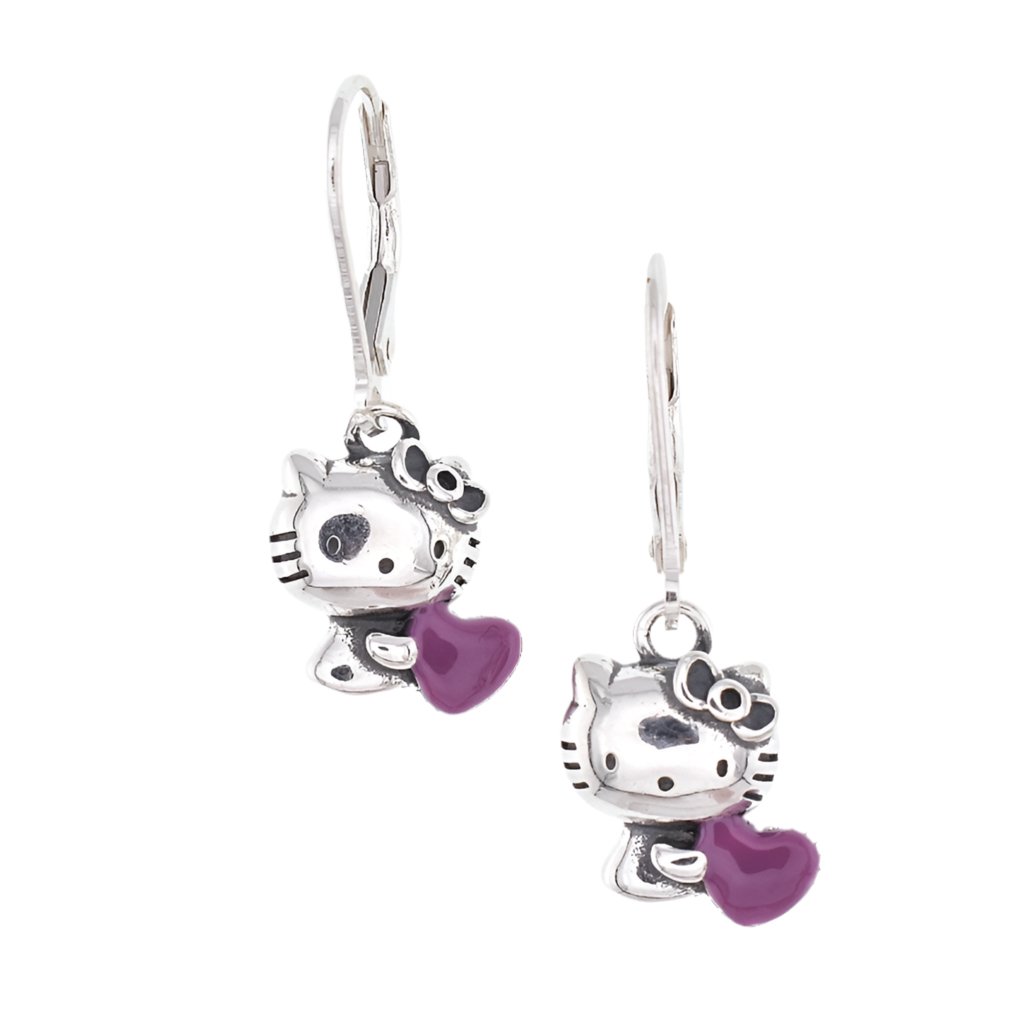 E2034 Kitty Purple Earrings - Selah925.com