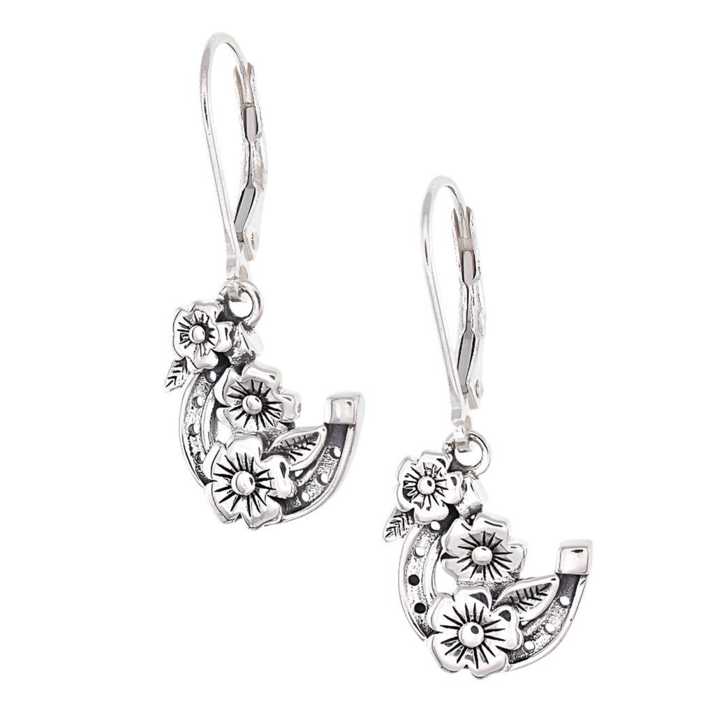 E2038 Floral Horseshoe Earrings - Selah925.com