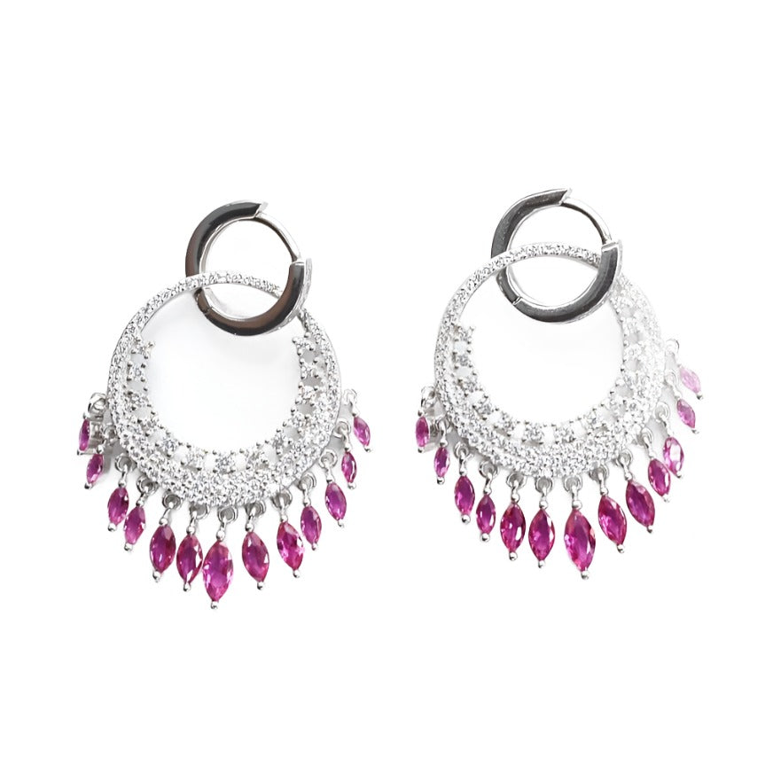 E3001 Fuchsia CZ Bohemian Earrings - Selah 925