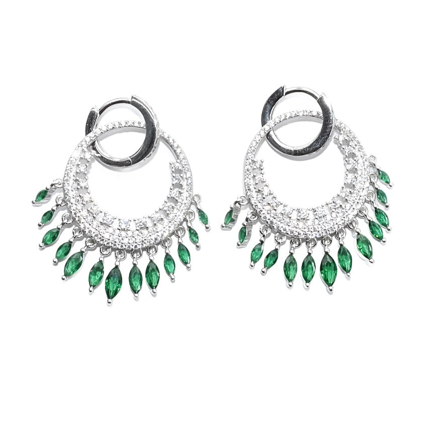 E3001 Green CZ Bohemian Earrings - Selah 925