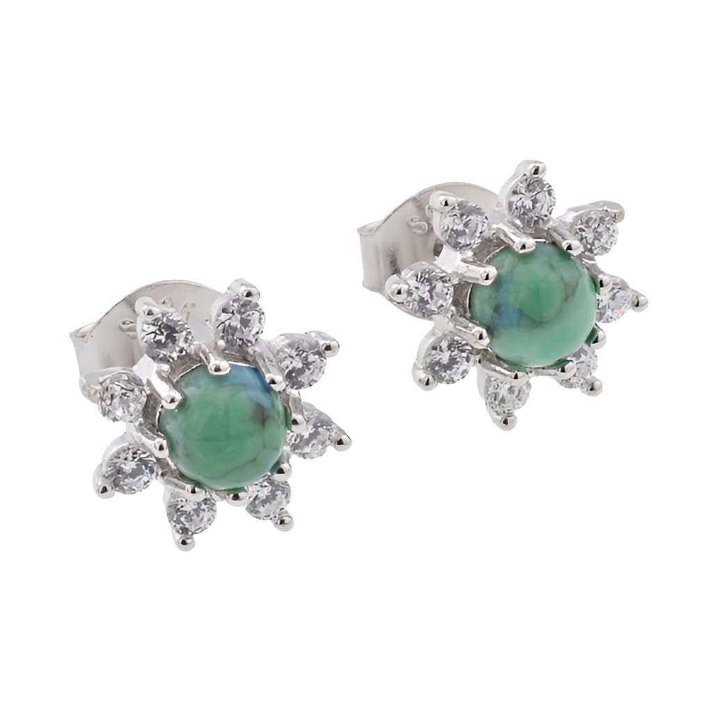 E3003 Turquoise CZ Earrings - Selah925.com