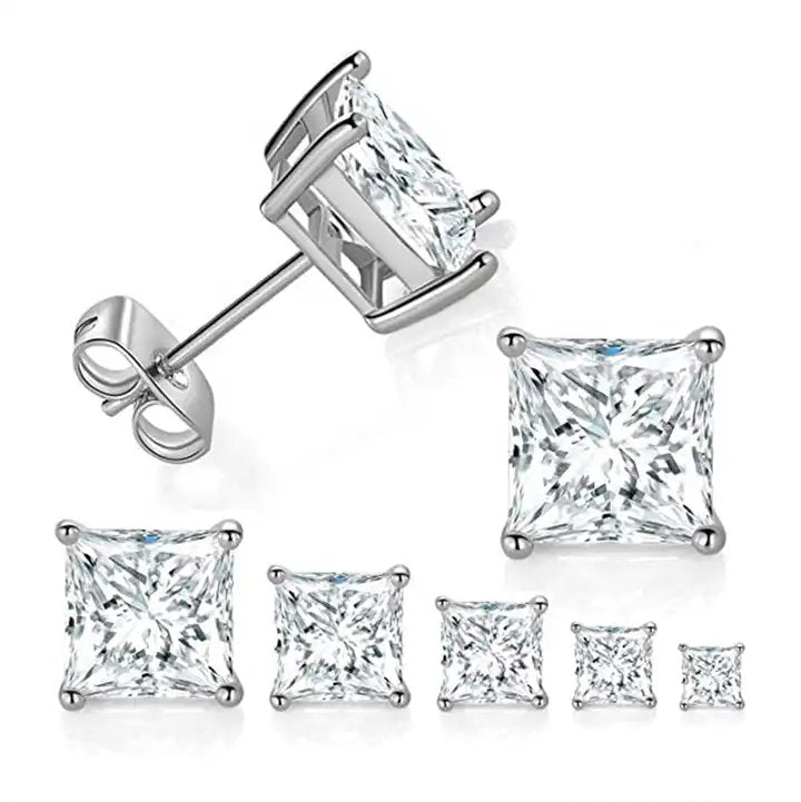 E4001 3mm Square CZ Stud Earrings - www.Selah925.com