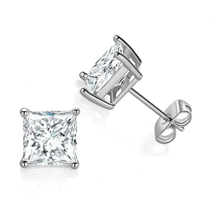 E4001 4mm Square CZ Stud Earrings - www.Selah925.com