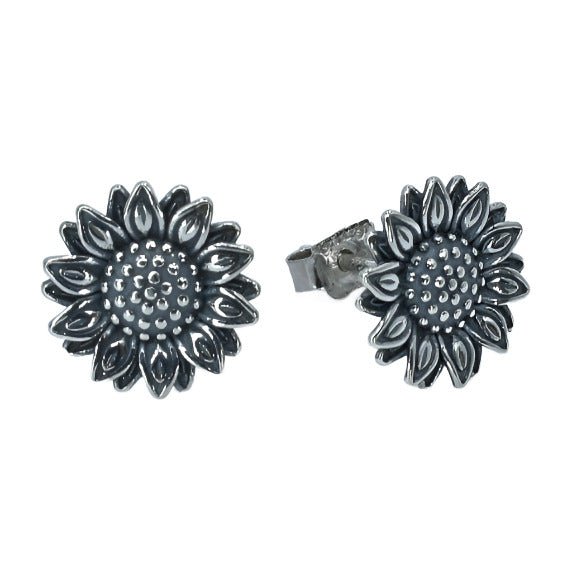 E4027 Silver Sunflower Earrings - Selah925.com