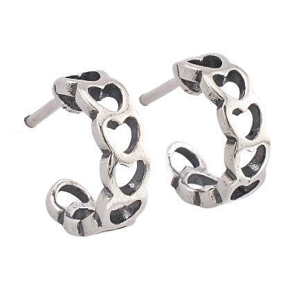 E4041 Heart hoop Earrings - Selah925.com