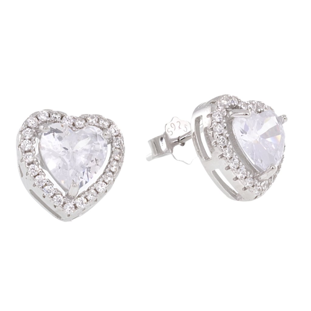 E4045 CZ Elegant Heart Earrings - Selah925.com