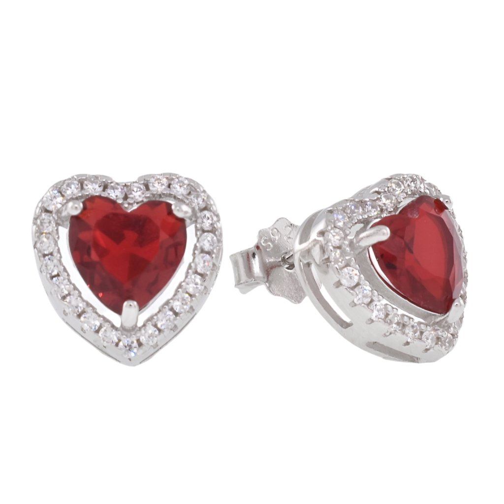 E4045 Red CZ Elegant Heart Earrings - Selah925.com