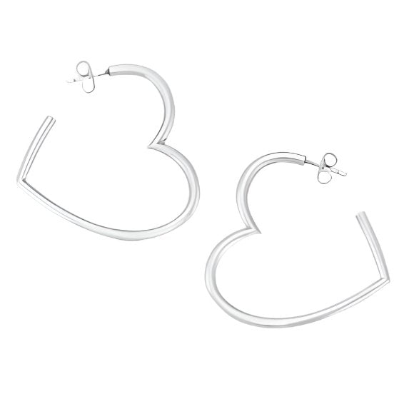 E5034 Heart Hoops Earrings - Selah925.com