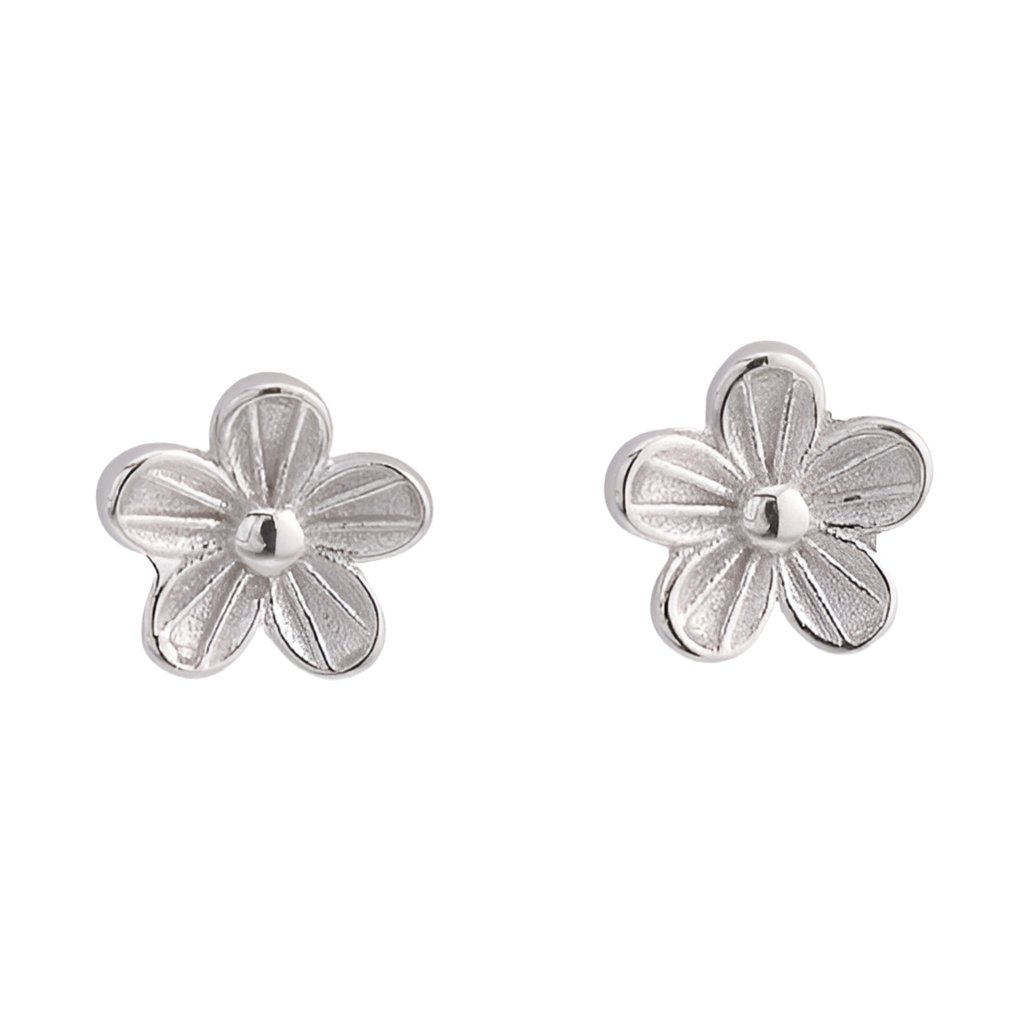 E5038 Flower Rhodium Earrings - Selah925.com