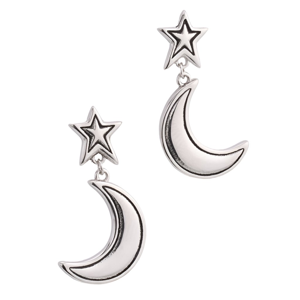 E5045 Star and Moon Earrings - Selah925.com