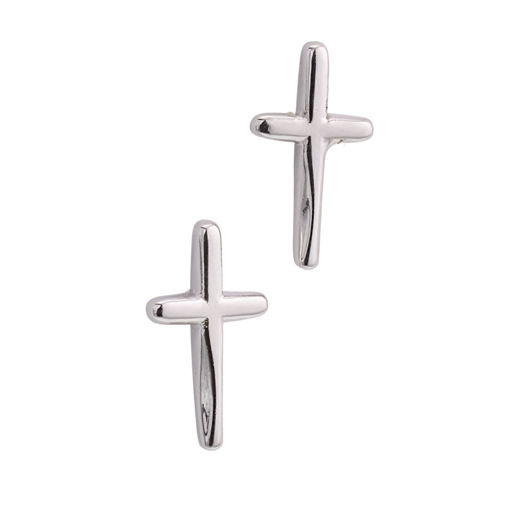 E5046 Cross Rhodium Earrings - Selah925.com