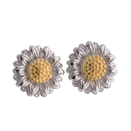 E5047 Sunflower Rhodium Earrings - Selah925.com