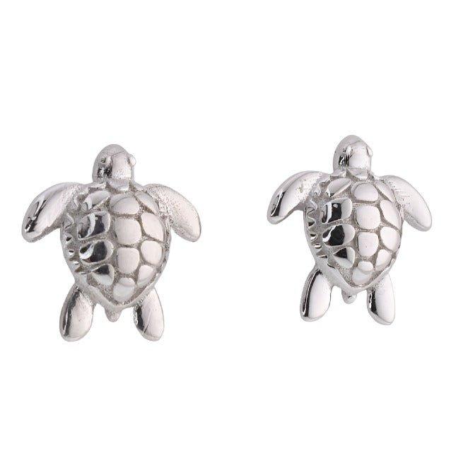 E5053 Turtle Rhodium Earrings - Selah925.com