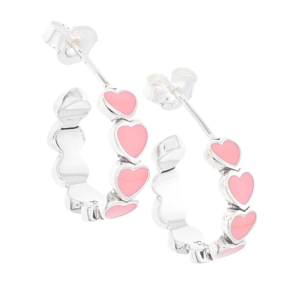 E5058 Pink Heart Earrings - Selah925.com