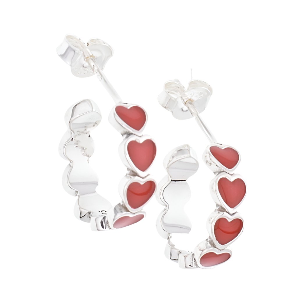 E5058 Red Heart Earrings - Selah925.com