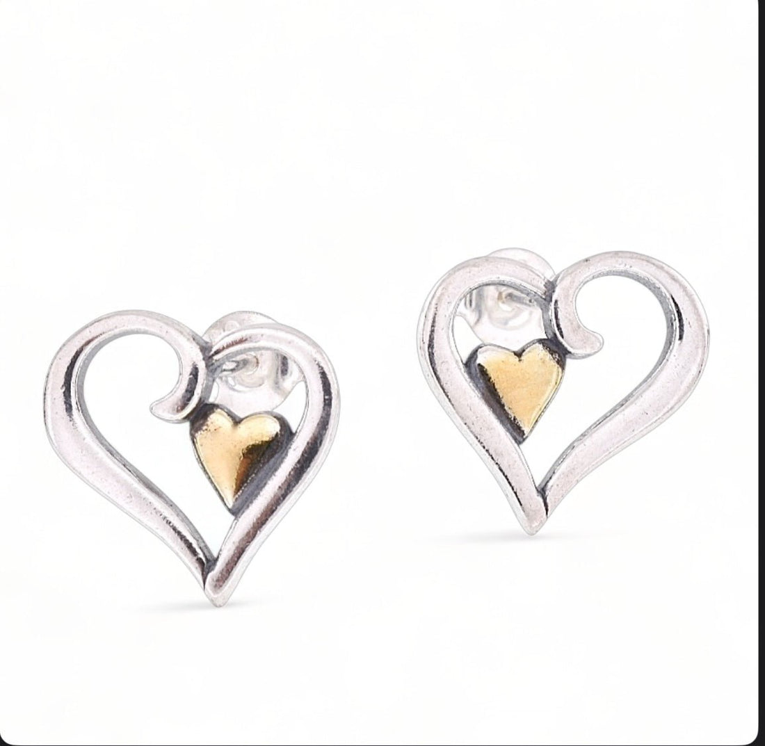 E5068 Gold Heart Earrings - Selah925.com