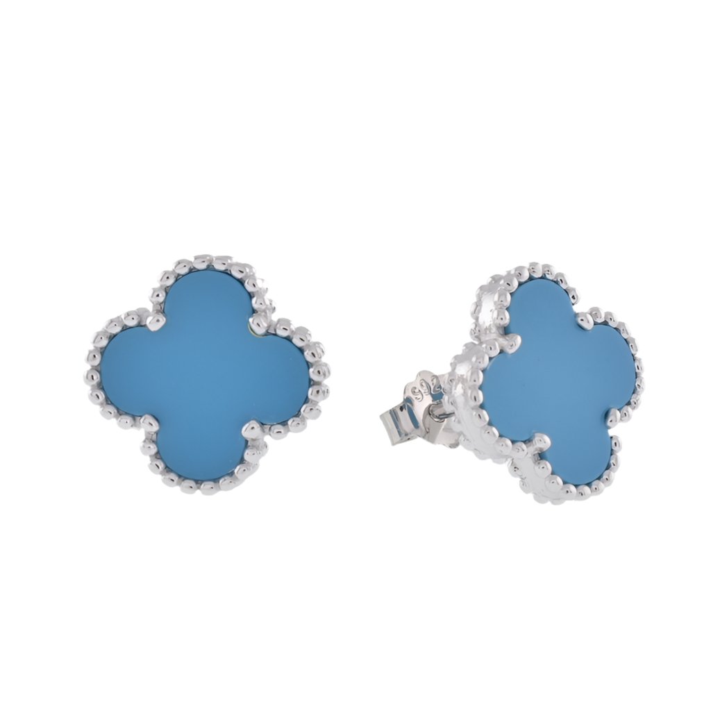 E6017 Blue Agate 12mm Earrings - Selah925.com