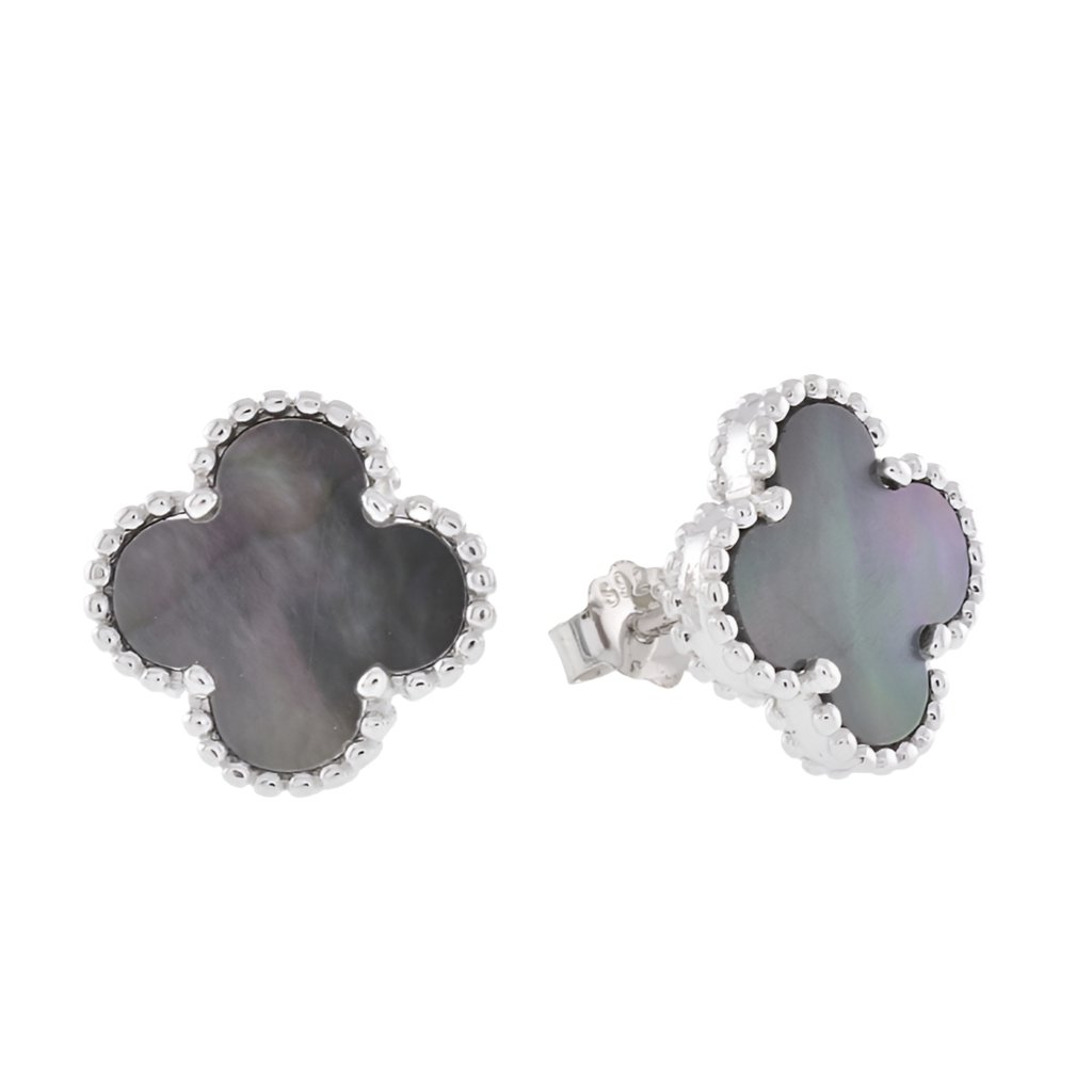 E6017 Gray Stone 12mm Earrings - Selah925.com