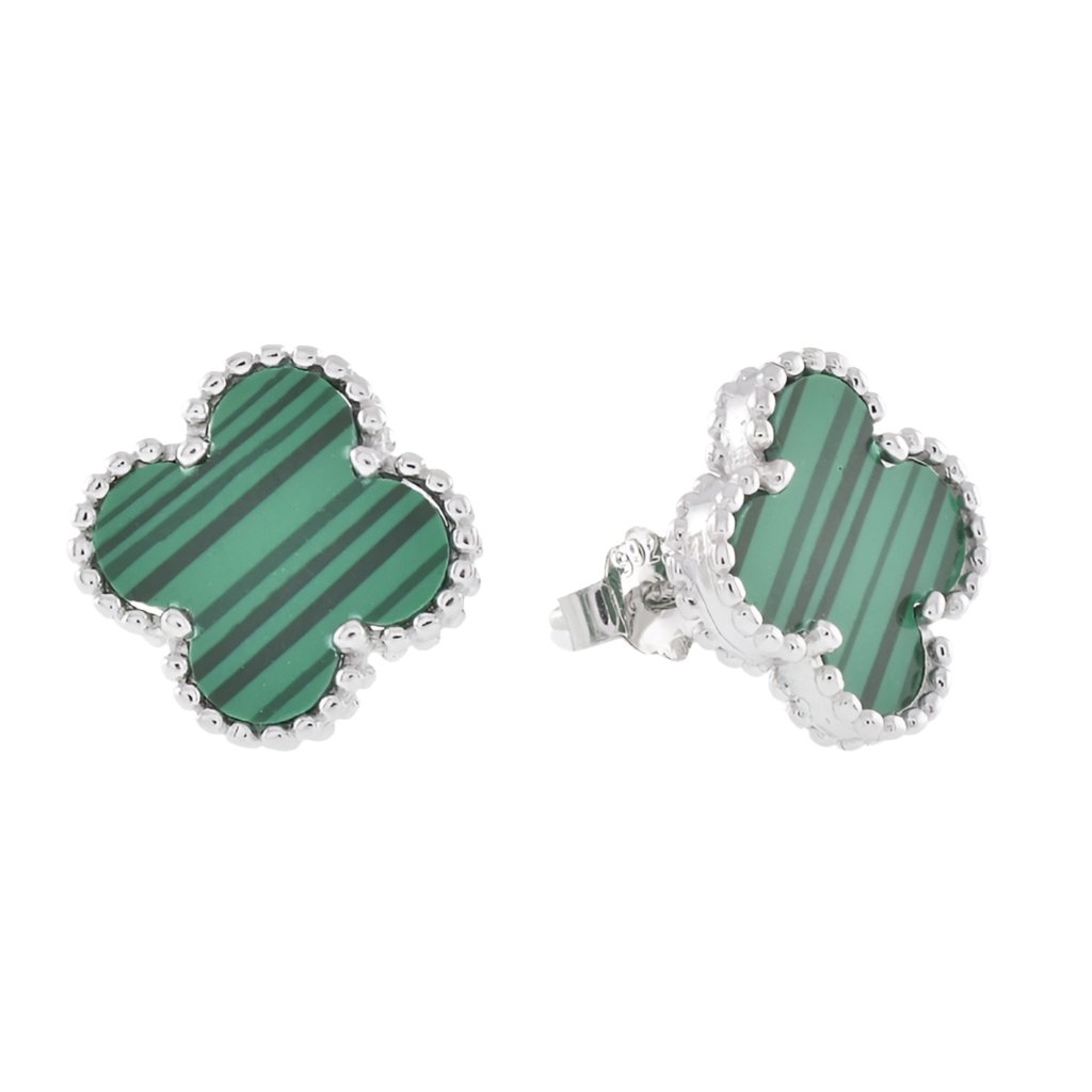 E6017 Green Stone 12mm Earrings - Selah925.com