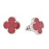 E6017 Red Stone Clover 12mm Earrings - Selah925.com