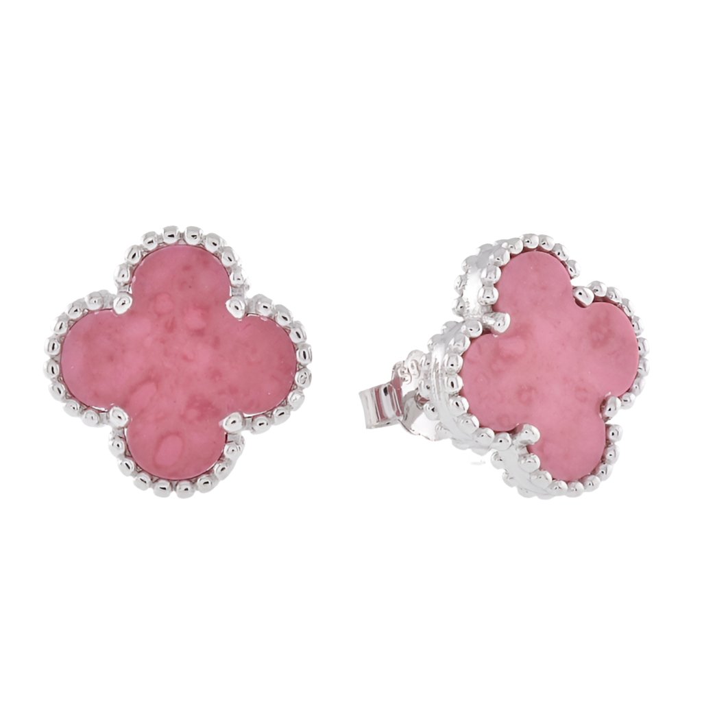 E6017 Rose Stone 12mm Earrings - Selah925.com