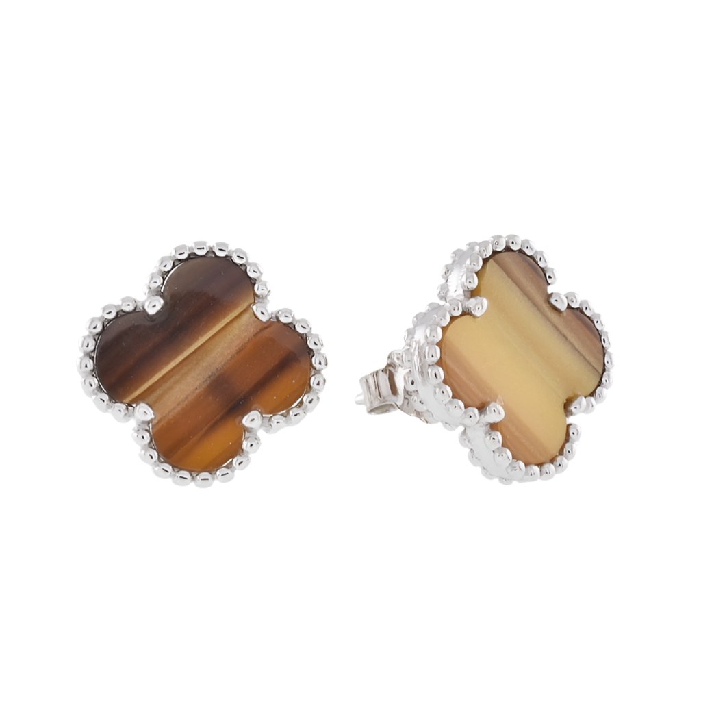 E6017 Tiger Eye 12mm Earrings - Selah925.com