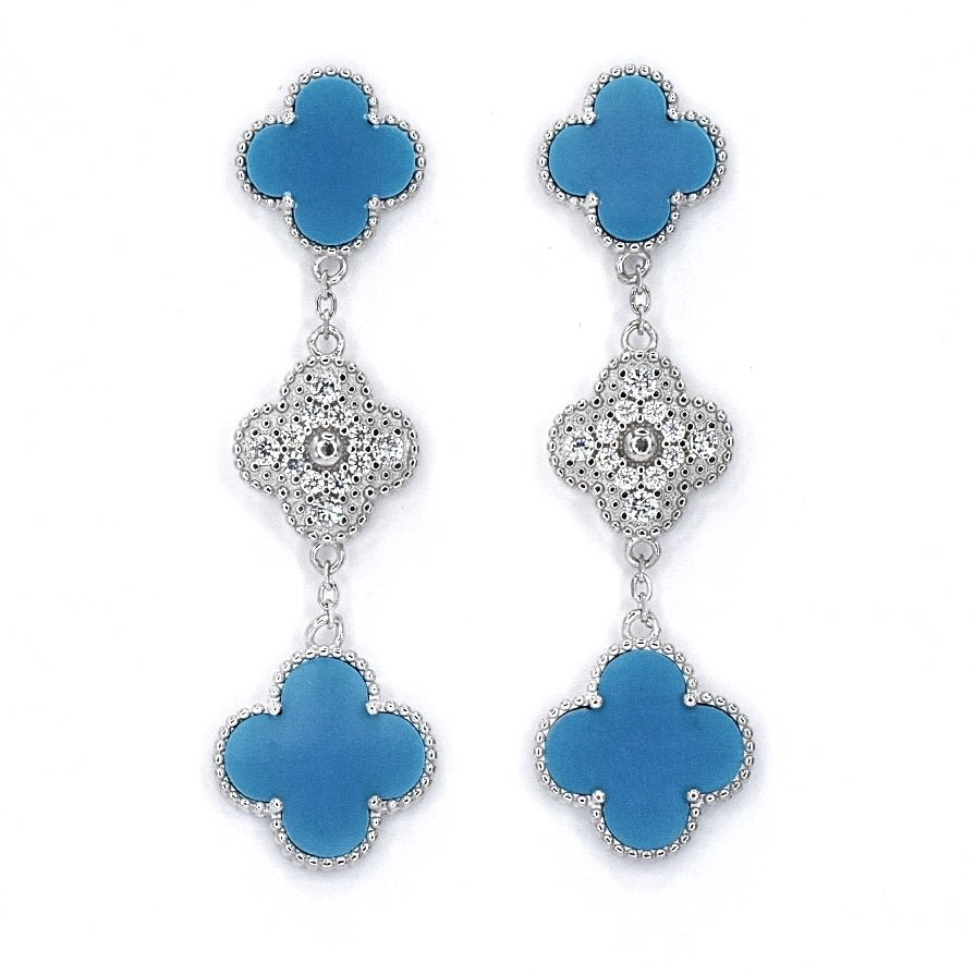 E6018 Blue Clover Earrings - Selah925.com