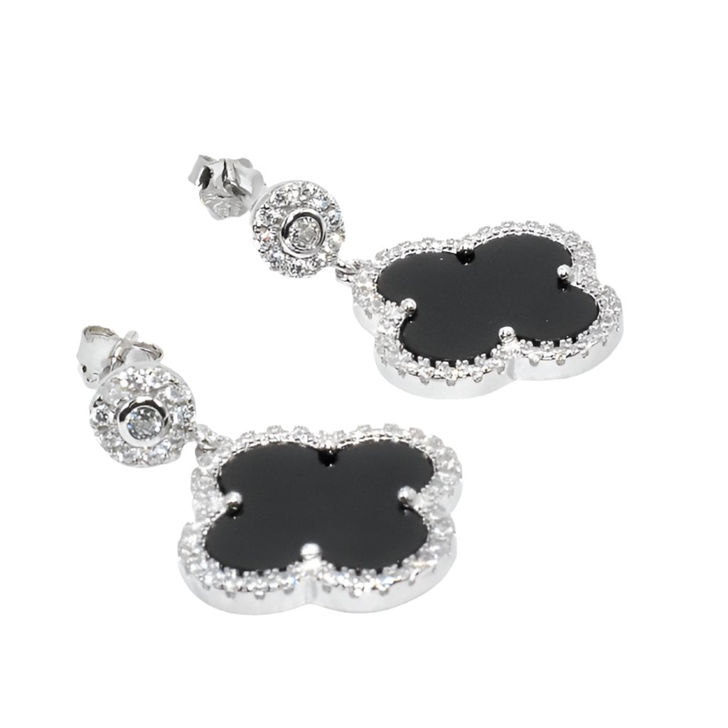 E6019 Clover Black Earrings - Selah925.com