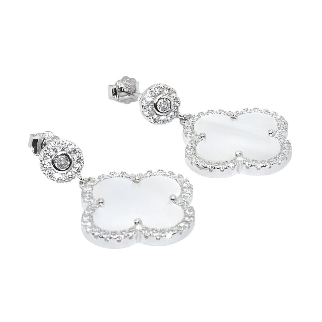 E6019 Clover White Earrings - Selah925.com