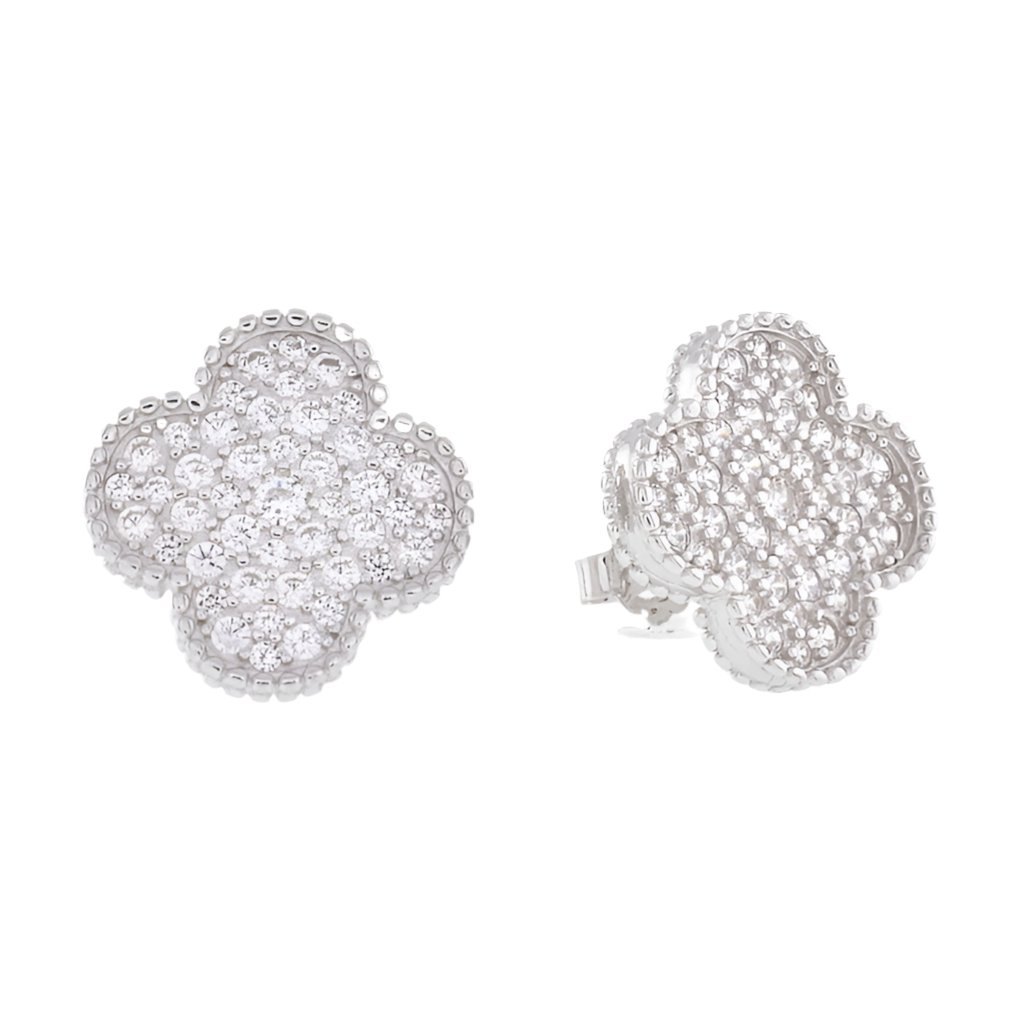 E6021 CZ 15mm Clover Earrings - Selah925.com