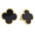 E6021 Gold Plated Black Clover 15mm Earrings - Selah925.com