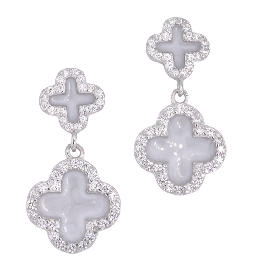 E6024 White Clover Earrings - Selah925.com