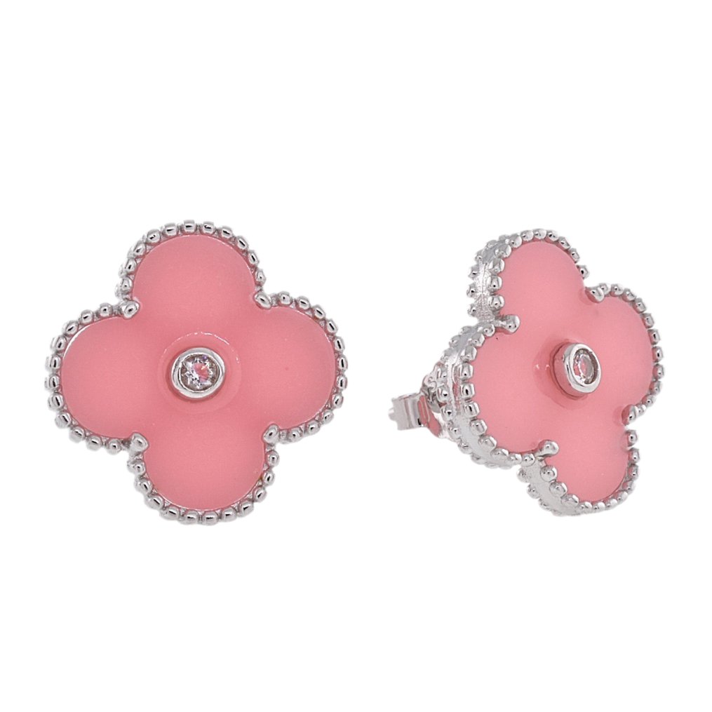 E6025 Salmon Clover 15mm Earrings - Selah925.com