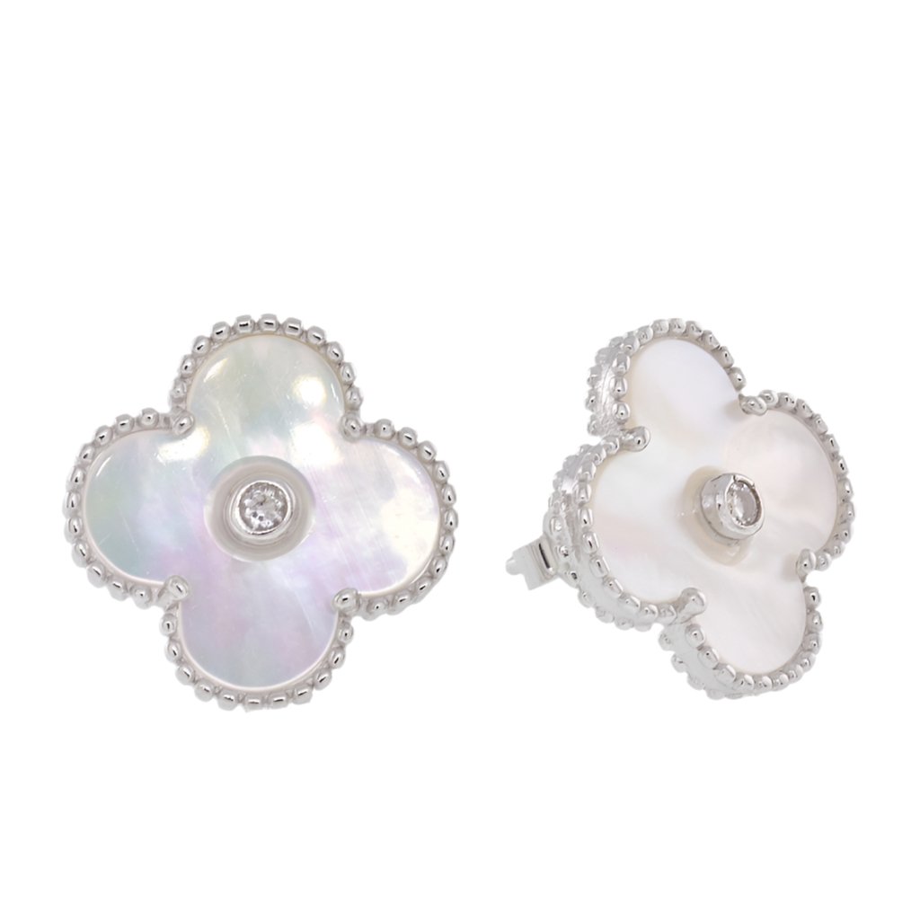 E6025 White Clover 15mm Earrings - Selah925.com